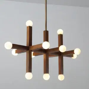 Union 3 Modern Wood Chandelier for Dining Room Living Kitchen Island - Chandeliers