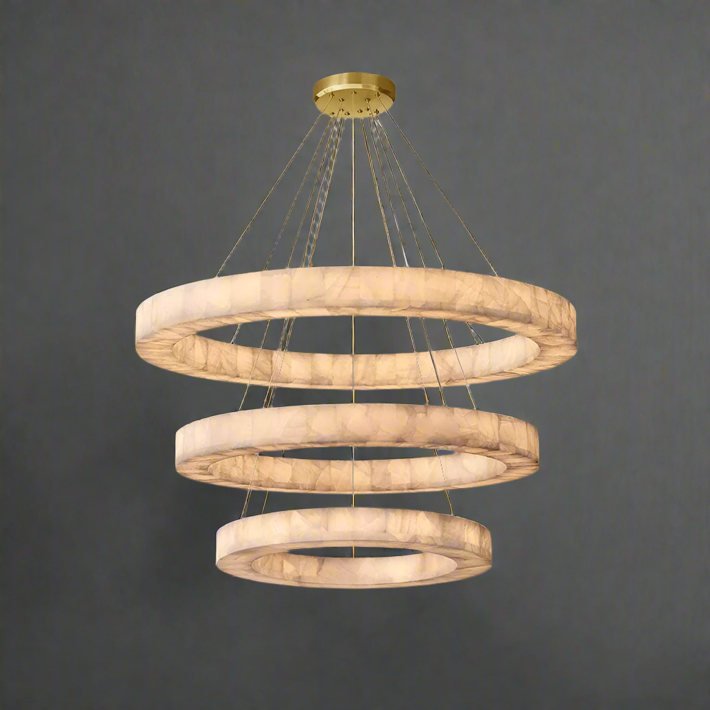 Rivage 3-tier Round Alabaster Chandelier for Dining Room Living Room | Casalola Lights - Chandeliers