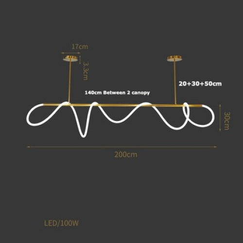 Luke Ceiling Lamp | Led Tube Suspension | Silicone Flexible Light | Modern Dining Room - Semi-flush Mounts