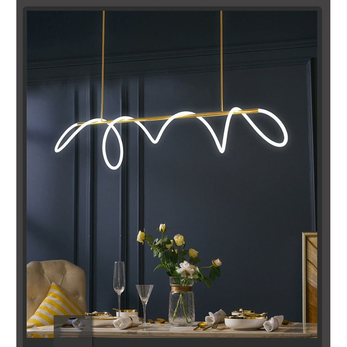 Luke Ceiling Lamp | Led Tube Suspension | Silicone Flexible Light | Modern Dining Room - Semi-flush Mounts