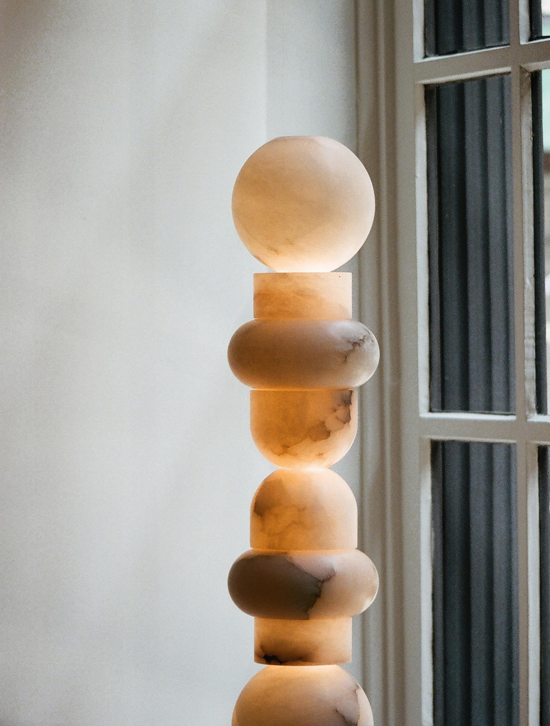 Alabaster Totem Lamp | Real Luxury Marble Floor for Living Room Lighting | Designer - Lamps