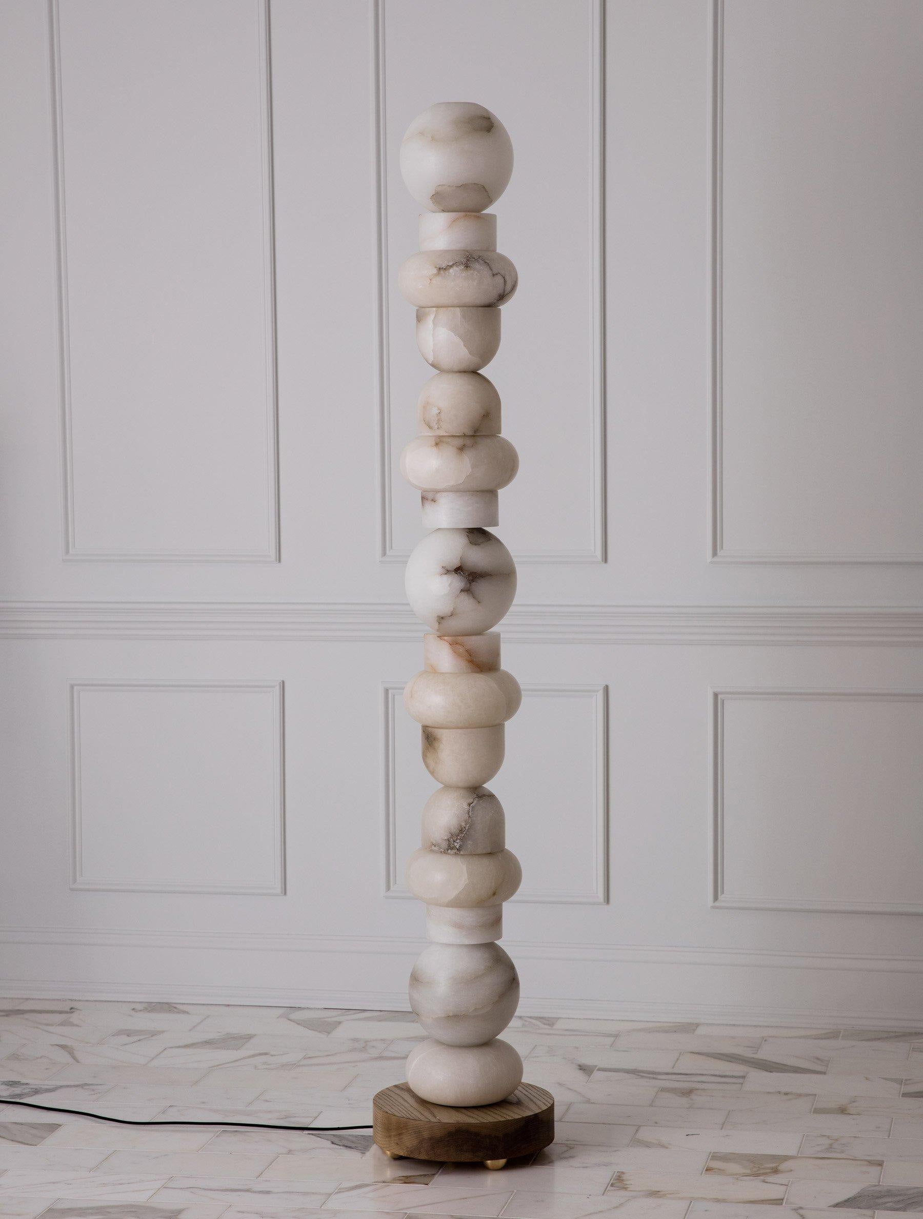 Alabaster Totem Lamp | Real Luxury Marble Floor for Living Room Lighting | Designer - Lamps