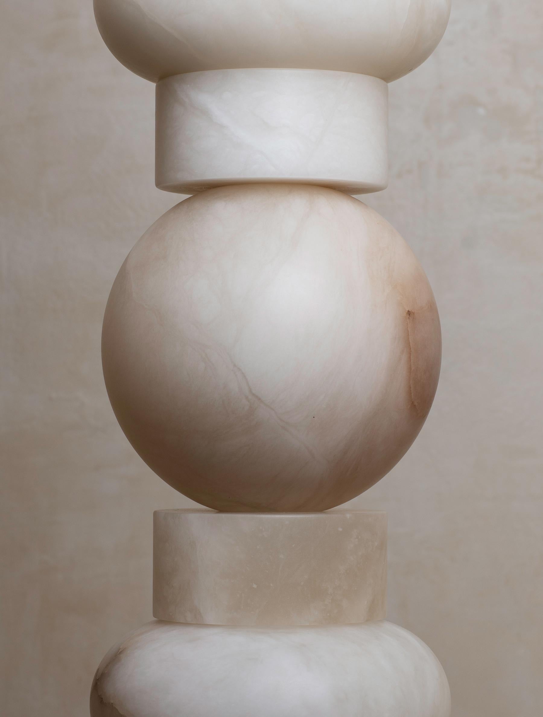 Alabaster Totem Lamp | Real Luxury Marble Floor for Living Room Lighting | Designer - Lamps