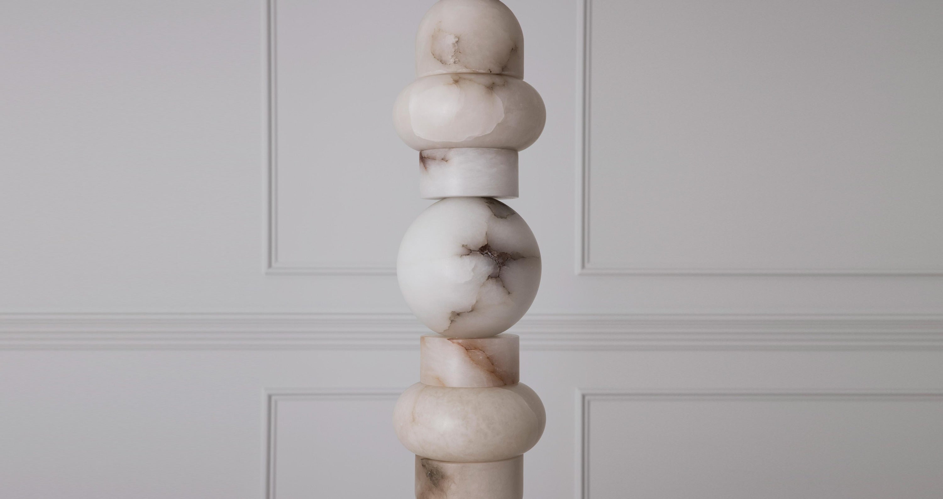 Alabaster Totem Lamp | Real Luxury Marble Floor for Living Room Lighting | Designer - Lamps