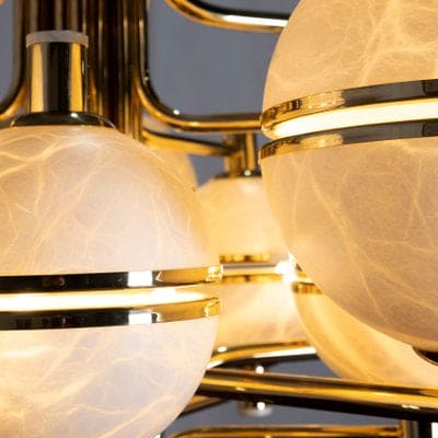 Modern Brass and Alabaster Chandelier for Dining Room Living | Casalola Lights - Chandeliers