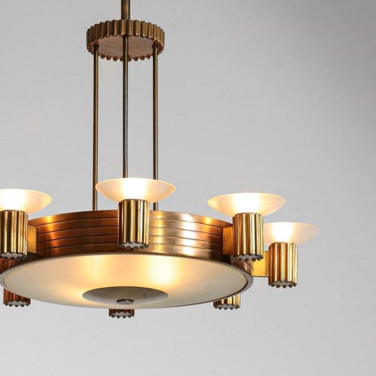 Art Deco Brass Chandelier for Dining Room Candelabra Living - Chandeliers