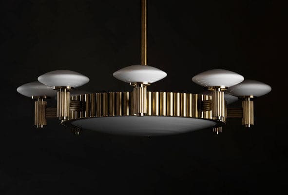 Art Deco Brass Chandelier for Dining Room Candelabra Living - Chandeliers