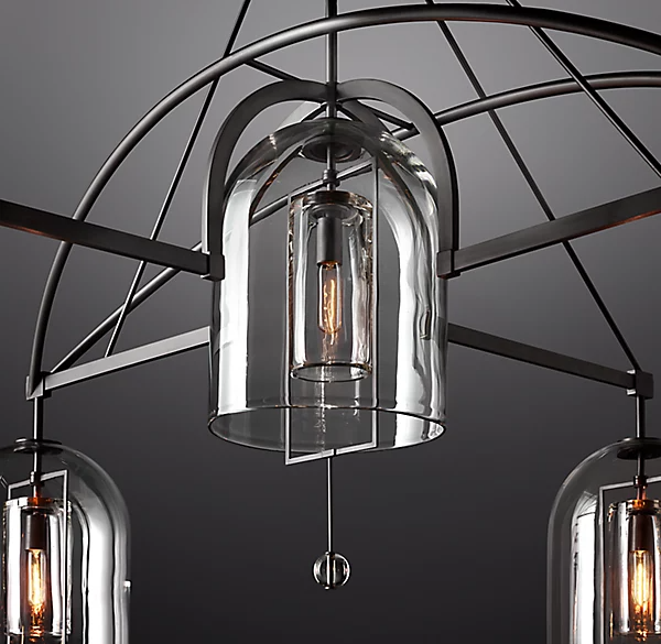 Art Deco Glass and Copper Chandelier – Elegant Statement Lighting for Dining Room or Foyer - Chandeliers