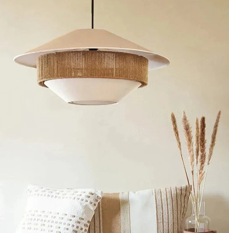 Artisanal Wicker Pendant Light | Hand-knitted Natural | Rustic Modern For Parlors And Bedrooms | Global E27 - Lamps