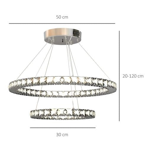 Luxury 2-rings Crystal Chandelier | Modern Light | Ceiling Lamp For Living Room - Chandeliers