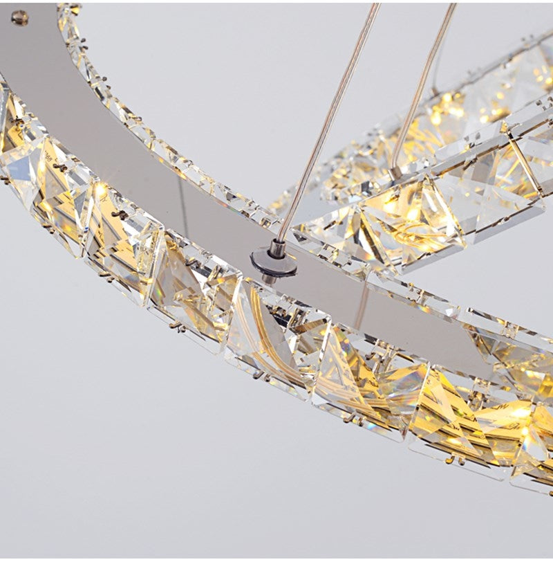Crystal Chandelier | Luxury 3 Silver Rings For Living Room Stairs Hotel Hall | Casalola - Chandeliers