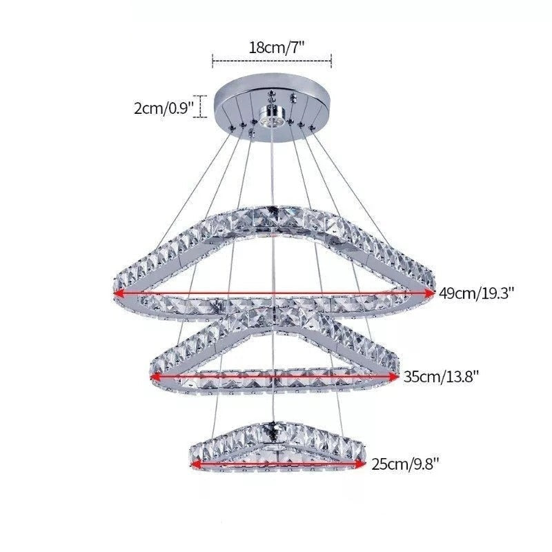 Silver Crystal Chandelier With Three Rings - Unparalleled Luxury For Your Living Room Hotel - Semi-flush Mounts