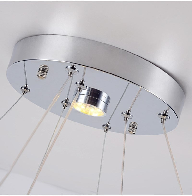 Luxury Chandelier | Crystal Light | Silver K9 12 Ring Ceiling Fixture - Chandeliers