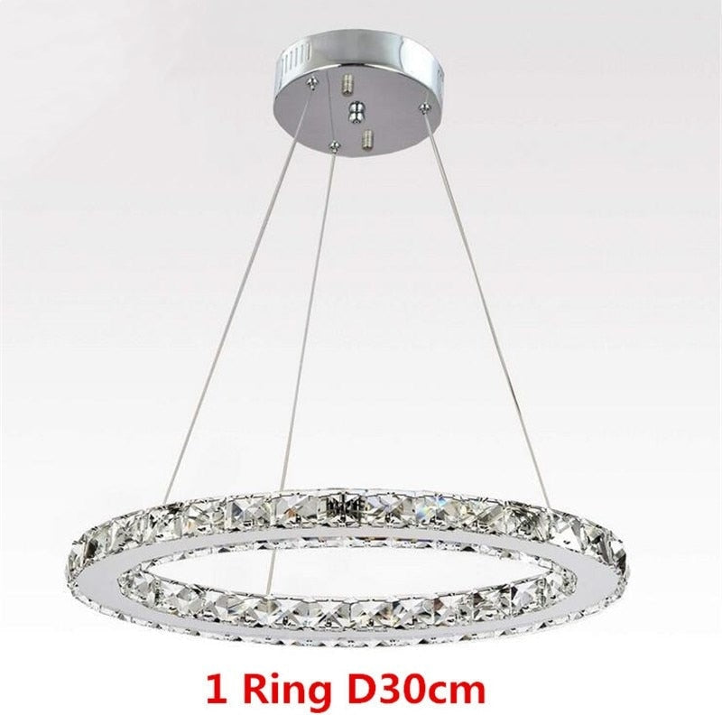 Luxury Chandelier | Crystal Light | Silver K9 12 Ring Ceiling Fixture - Chandeliers