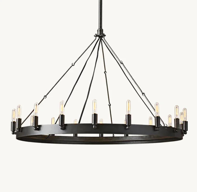 Candle Ring Antique Chandelier for Dining Room Kitchen Living | Black Finish | Casalola Lights - Chandeliers