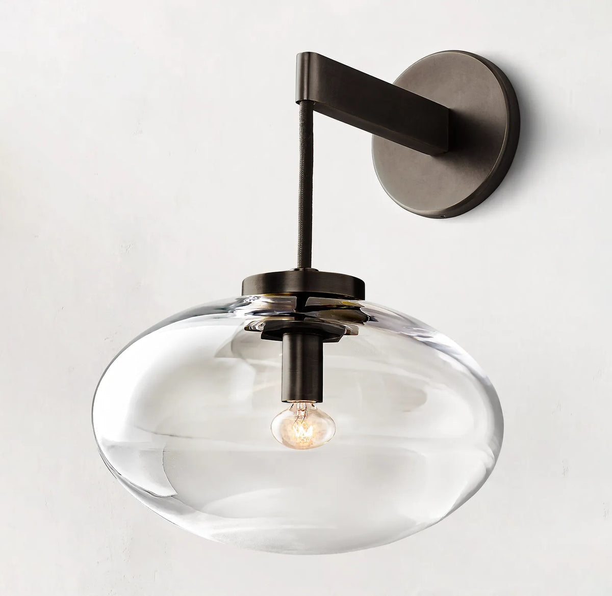 Modern Luxury Black Copper and Glass Wall Light for Living Room Bedroom or Hallway - Sconces