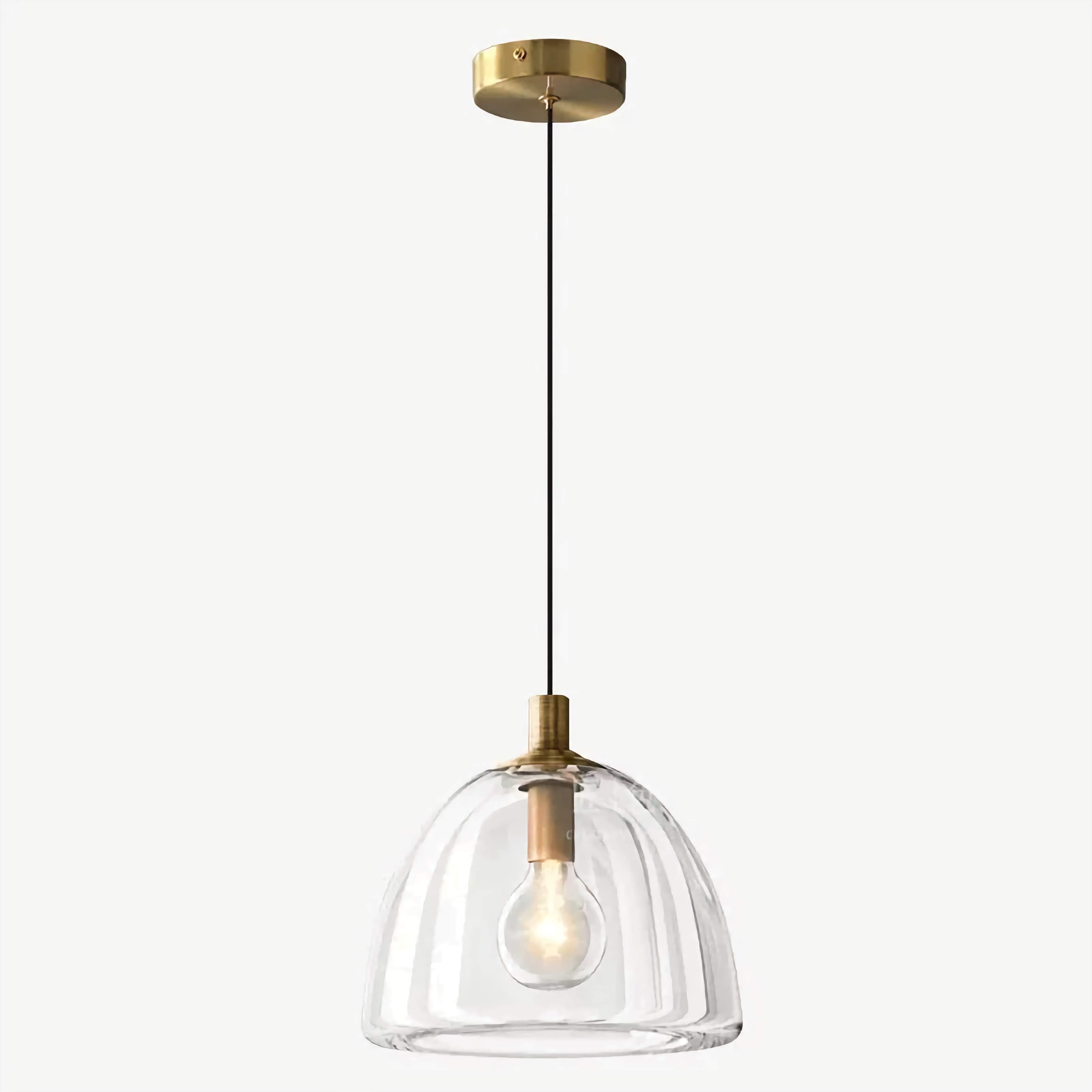 Glass Pendant Light with Brass Accents – Modern Minimalist Hanging