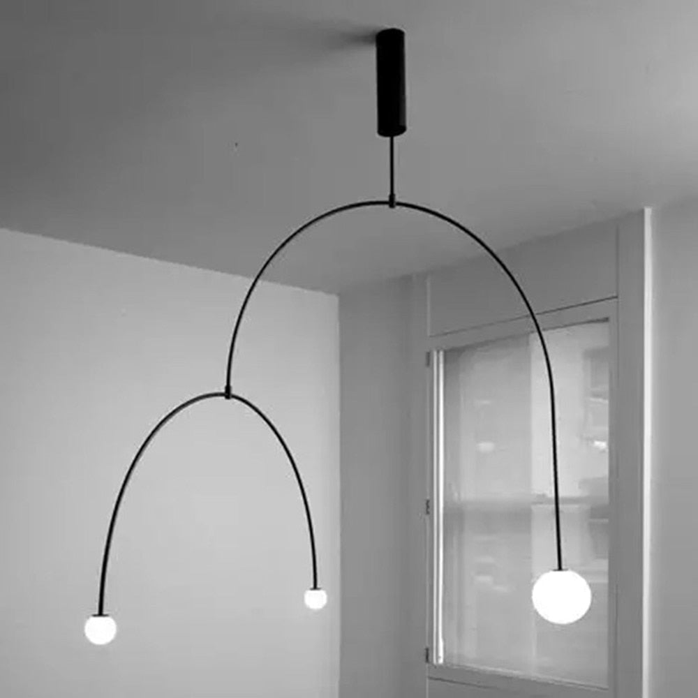 Black Arc Hanging Lights | Mobile Designer Ceiling Lamps for Dining Room Kitchen Living - Semi-flush Mounts