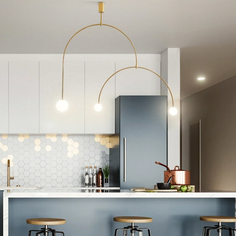 Black Arc Hanging Lights | Mobile Designer Ceiling Lamps for Dining Room Kitchen Living - Semi-flush Mounts