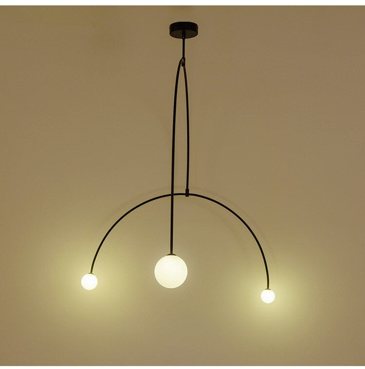 Black Arc Hanging Lights | Mobile Designer Ceiling Lamps for Dining Room Kitchen Living - Semi-flush Mounts