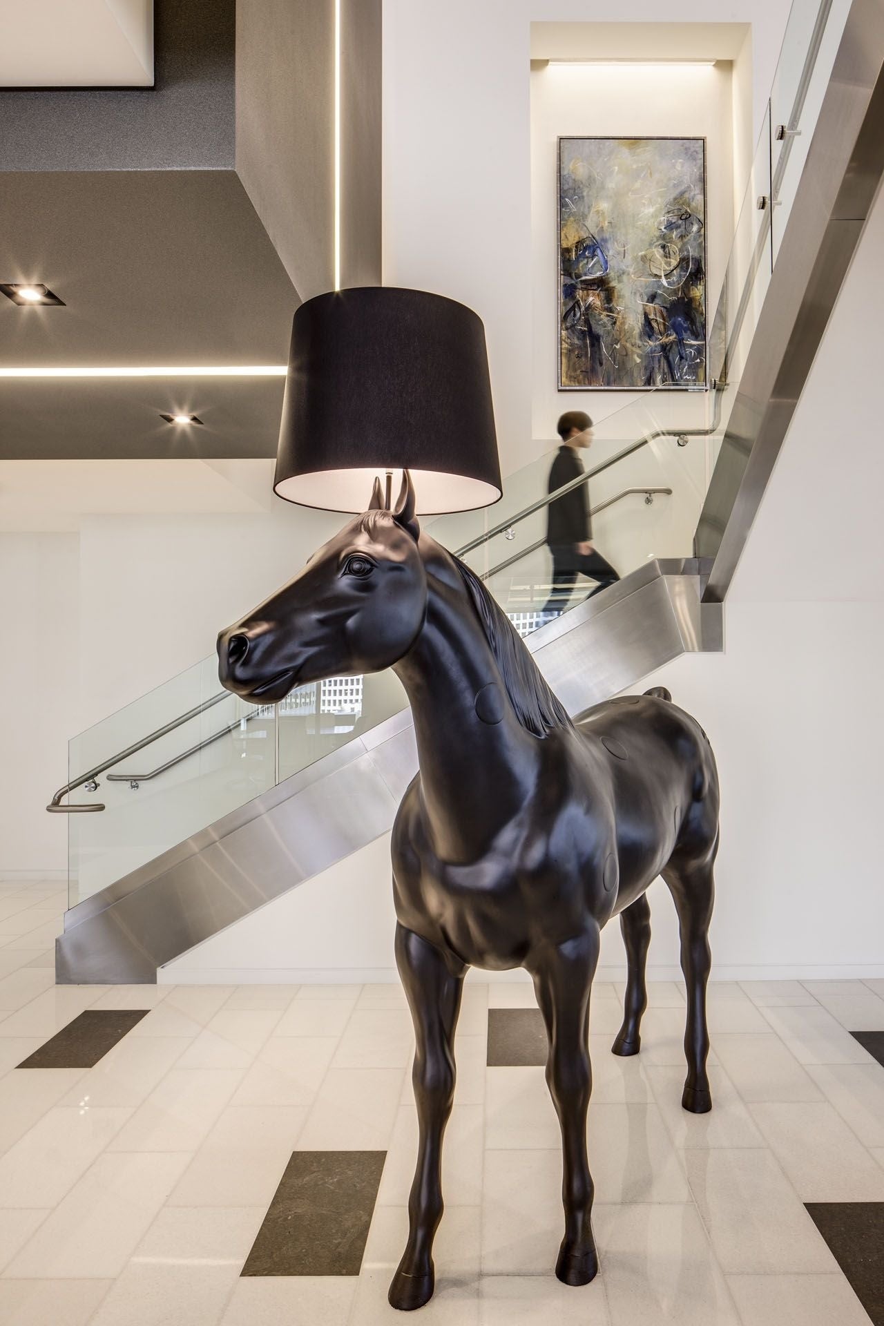 Black Horse Lamp | Designer Sculpture | Unique - Floor Lamps
