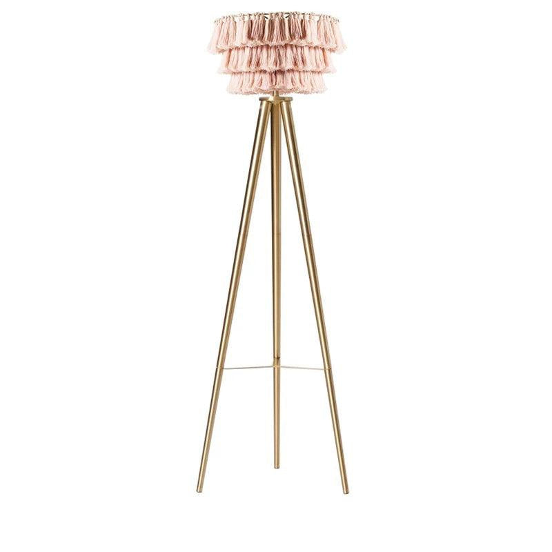 Bohemian Tassel Floor Lamp in Organic Cotton and Iron – Statement Lighting for Living Room or Bedroom - Modern Lamps