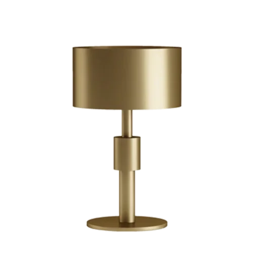 Luxury Brass Drum Table Lamp with Minimalist Metal Design for Living Room Bedroom or Office - Modern Lamps