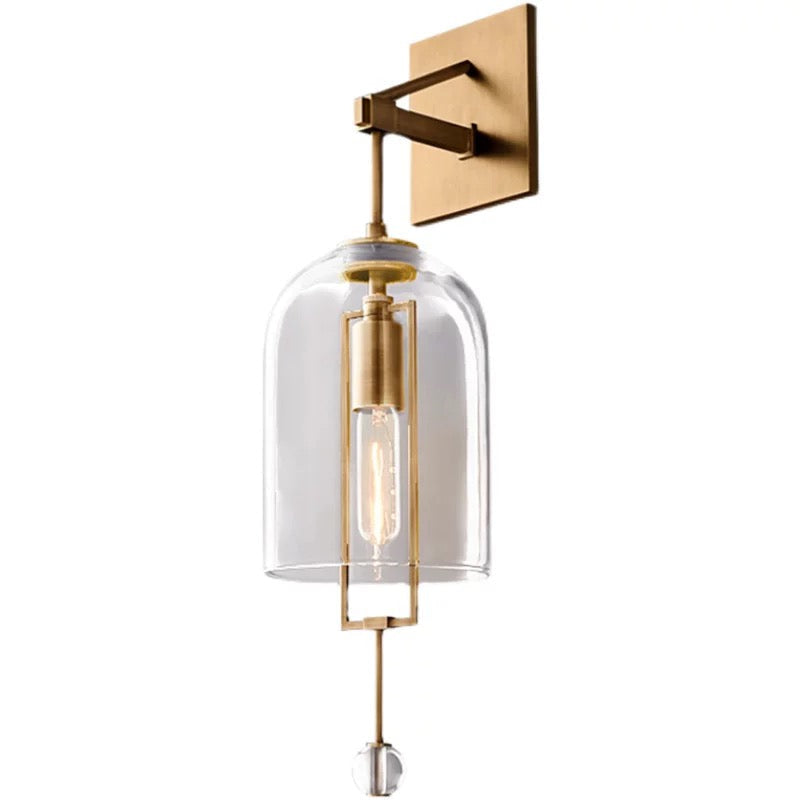 Brass and Glass Wall Sconce with Vintage Bell Jar Design – Luxury Accent Light for Hallway Bedroom or Living Room