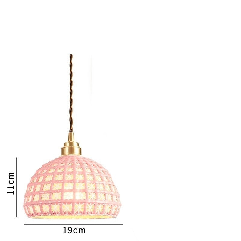 Ceramic Modern Led Pendant Lamp in White Blue or Pink | Luxury Transitional French Country Style - Lamps