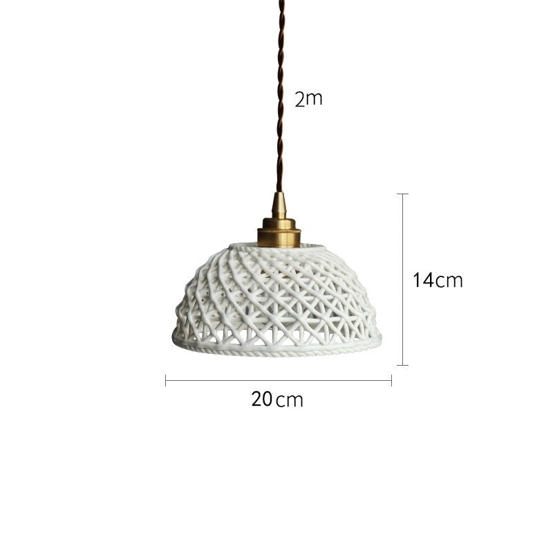 Ceramic Modern Led Pendant Lamp in White Blue or Pink | Luxury Transitional French Country Style - Lamps