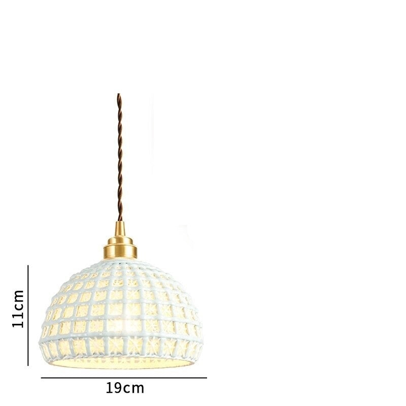 Ceramic Modern Led Pendant Lamp in White Blue or Pink | Luxury Transitional French Country Style - Lamps