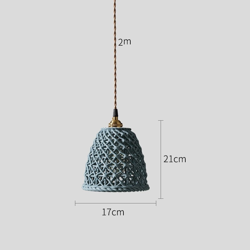 Ceramic Modern Led Pendant Lamp in White Blue or Pink | Luxury Transitional French Country Style - Lamps