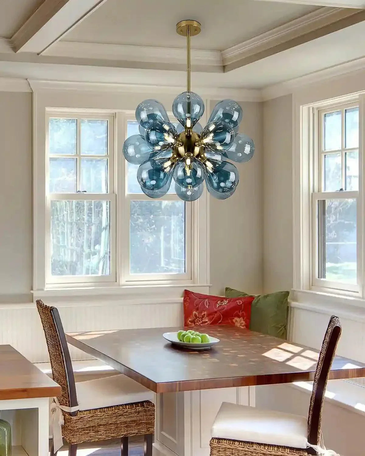 Eclectic Chandelier | Contemporary Hand-blown Glass | Luxury Flush Mount Installation