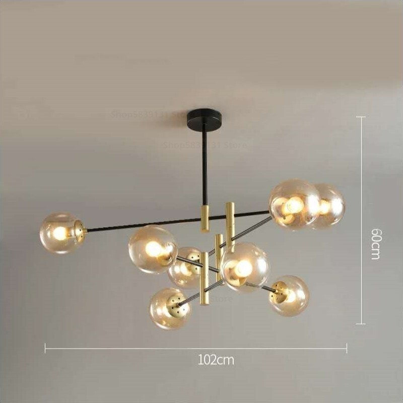 Modern Luxe Chandelier | 4/6/8 Lights Glass Ceiling Lamps For Living Room Dining | Casalola - Semi-flush Mounts