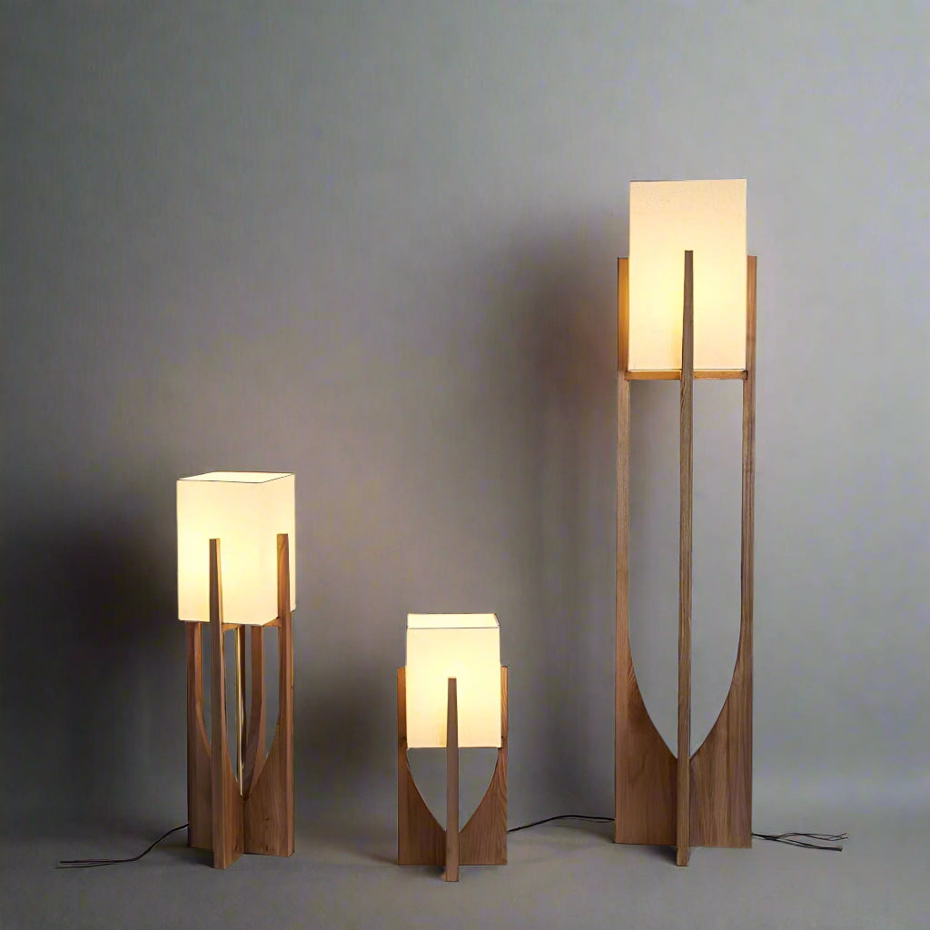 Unique Floor Lamps - Handmade in Wood and Fabric - Japanese Design