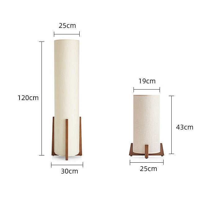 Solid Wood Table Lamp Minimalist White Cloth Lampshade Japandi Decor - Lamps