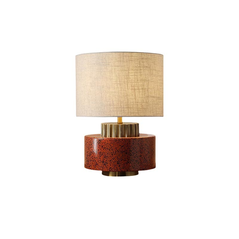 Red Ceramic Table Lamp | Sculptural Designer Lighting with Brass - Lamps