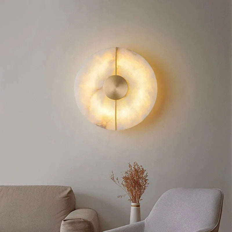 Contemporary Marble Wall Lamp | Luxurious Copper Accents | Modern Design For Foyer Bedroom Study Dining Room - Sconces