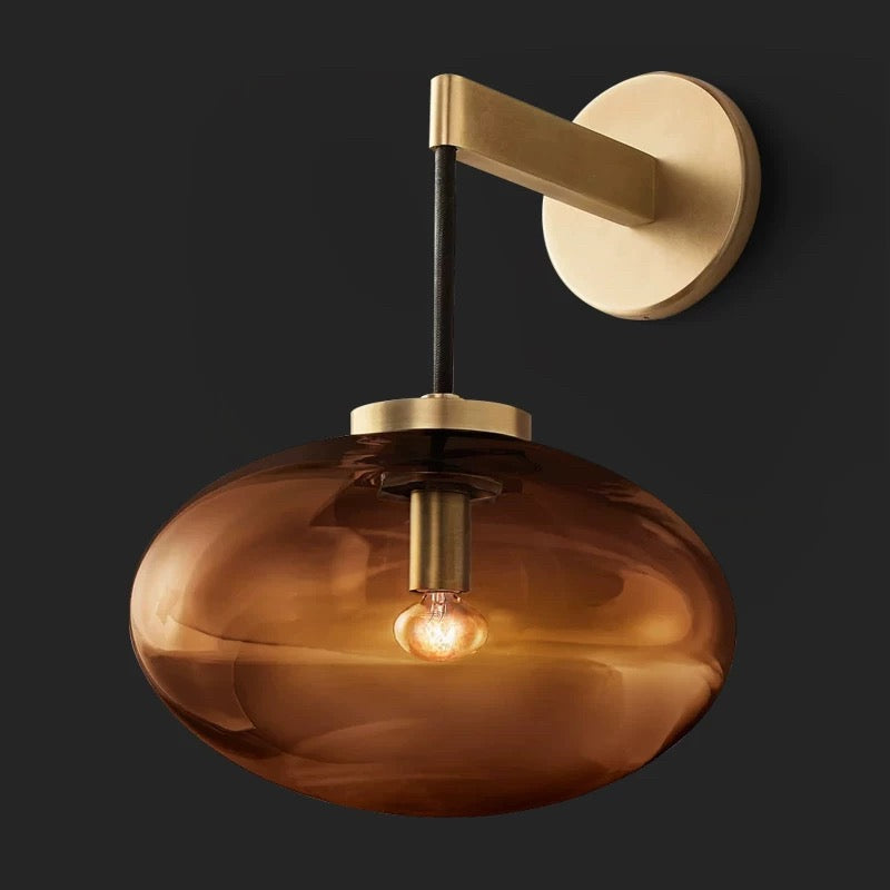 Modern Luxury Black Copper and Glass Wall Light for Living Room Bedroom or Hallway - Sconces