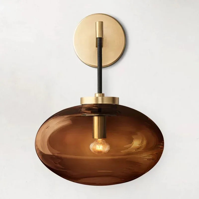 Modern Luxury Black Copper and Glass Wall Light for Living Room Bedroom or Hallway - Sconces