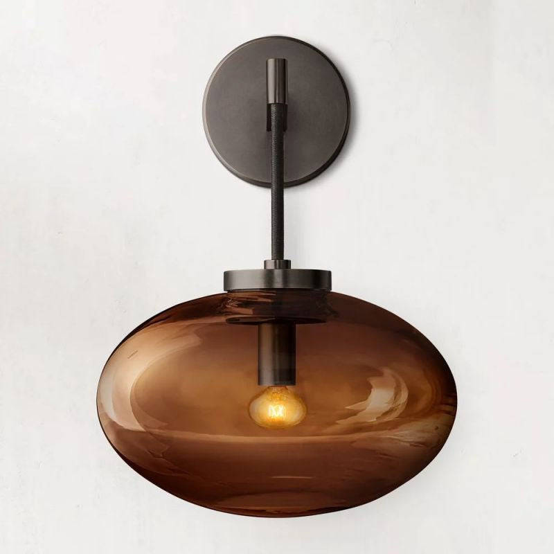 Modern Luxury Black Copper and Glass Wall Light for Living Room Bedroom or Hallway - Sconces