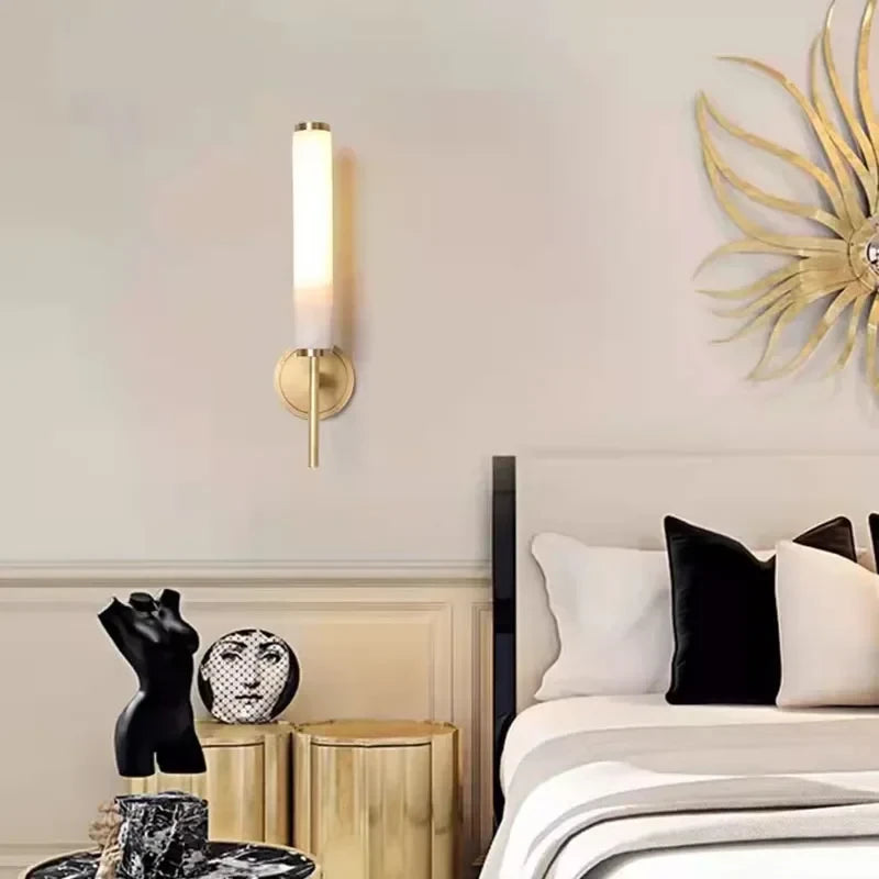 Copper And Marble Wall Lamp For Kitchen Corridor Living Room Bedroom