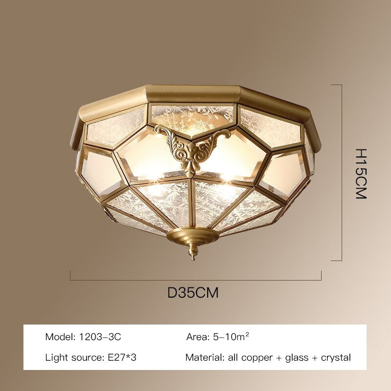 Copper Led Ceiling Chandelier | Lamp For Low Living Room Dining Kitchen Bedroom, - Flush Mounts