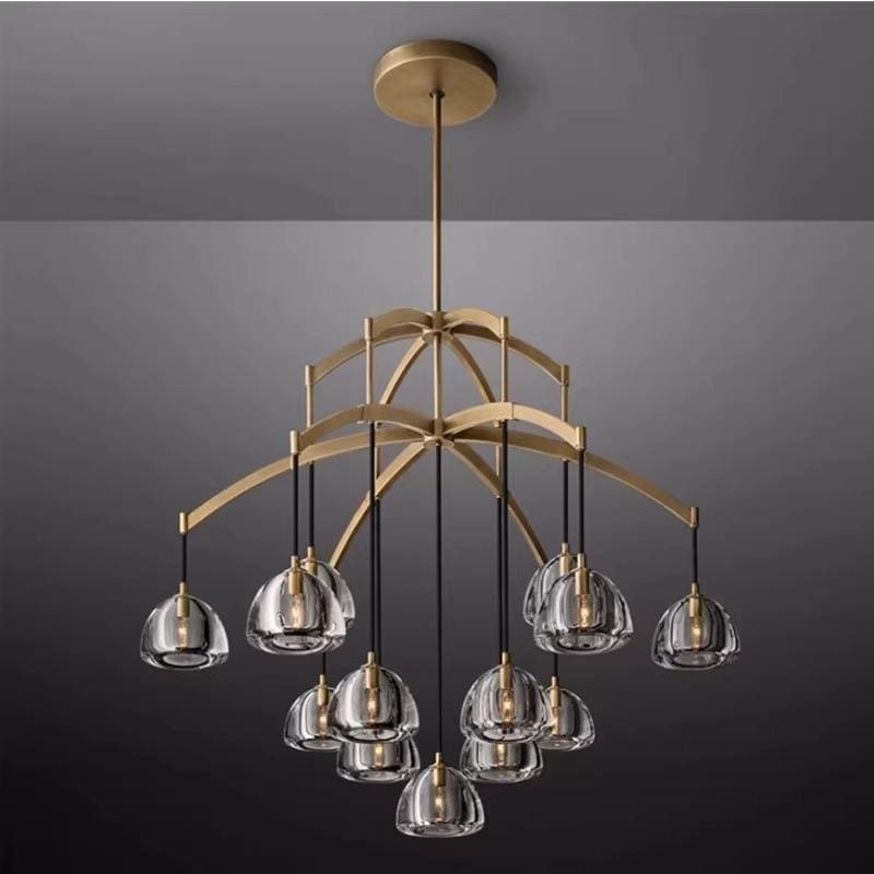 Luxury Chandeliers - 9 Lights Ceiling Lamps for Dining Room - Copper Finish