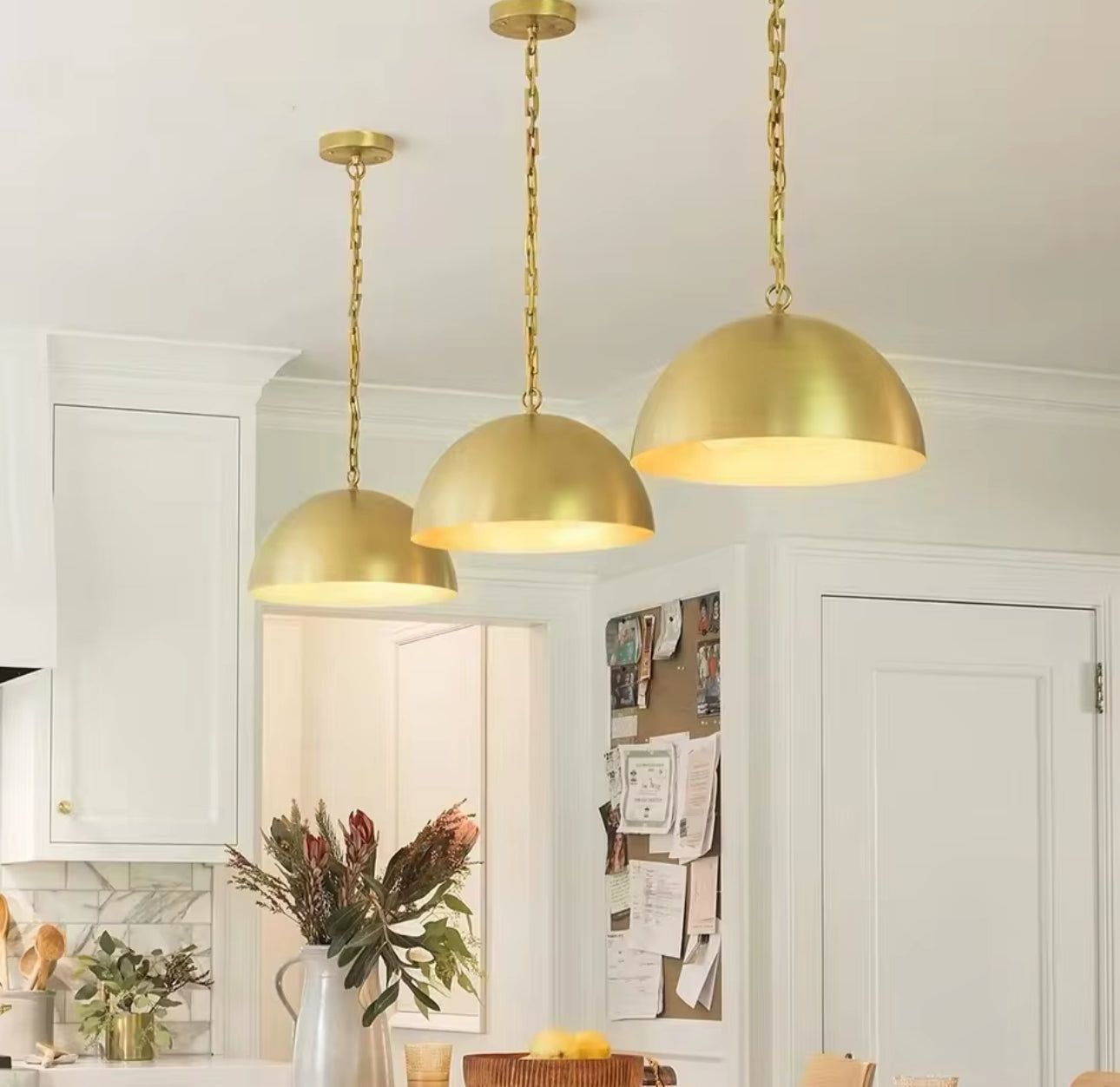 Copper Dome Pendant Light – Modern Luxury Hanging Lamp for Kitchen Dining Room or Entryway - Lamps