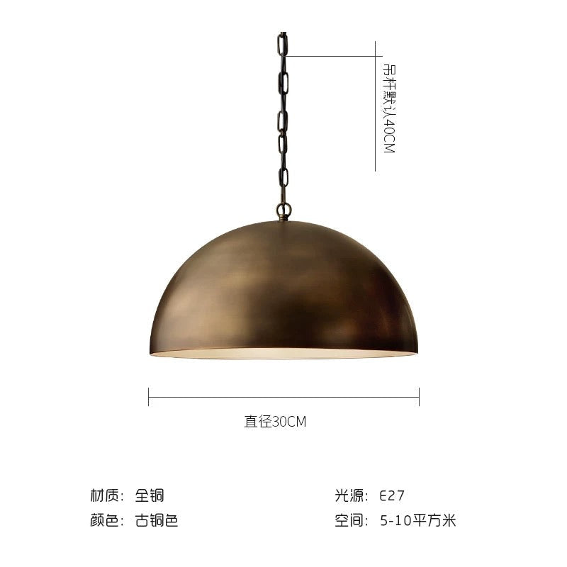 Copper Dome Pendant Light – Modern Luxury Hanging Lamp for Kitchen Dining Room or Entryway - Lamps