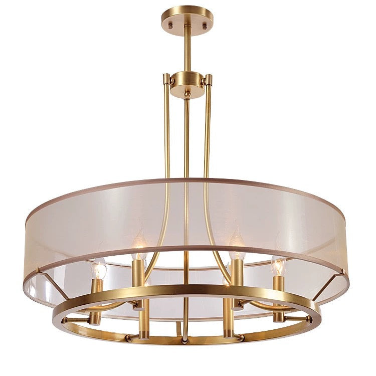 Copper and Fabric Semi-flush Mount Ceiling Light – Modern Drum Fixture for Low Ceilings - Semi-flush Mounts