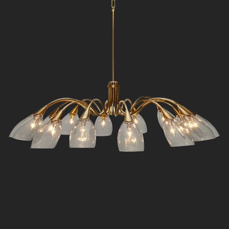 Copper Glass Chandelier – Modern Luxe Ceiling Light for Living Room or Dining - Chandeliers