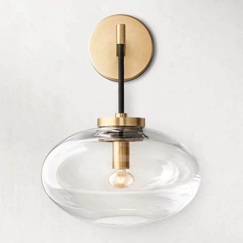 Modern Luxury Gold Copper and Glass Wall Light for Living Room Bedroom or Hallway - Sconces