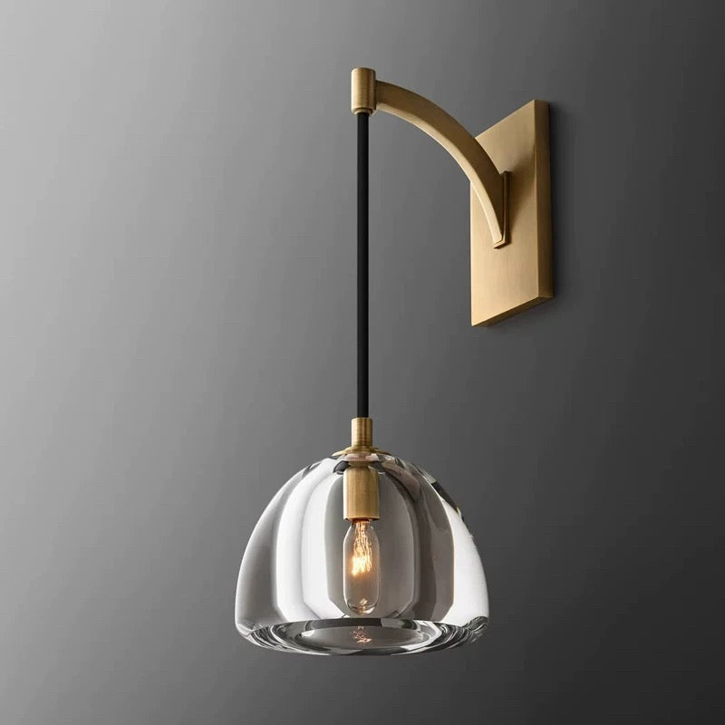 Luxury Brass Wall Sconce with Glass Shade – Modern Light Fixture for Bathroom Bedroom or Hallway - Sconces